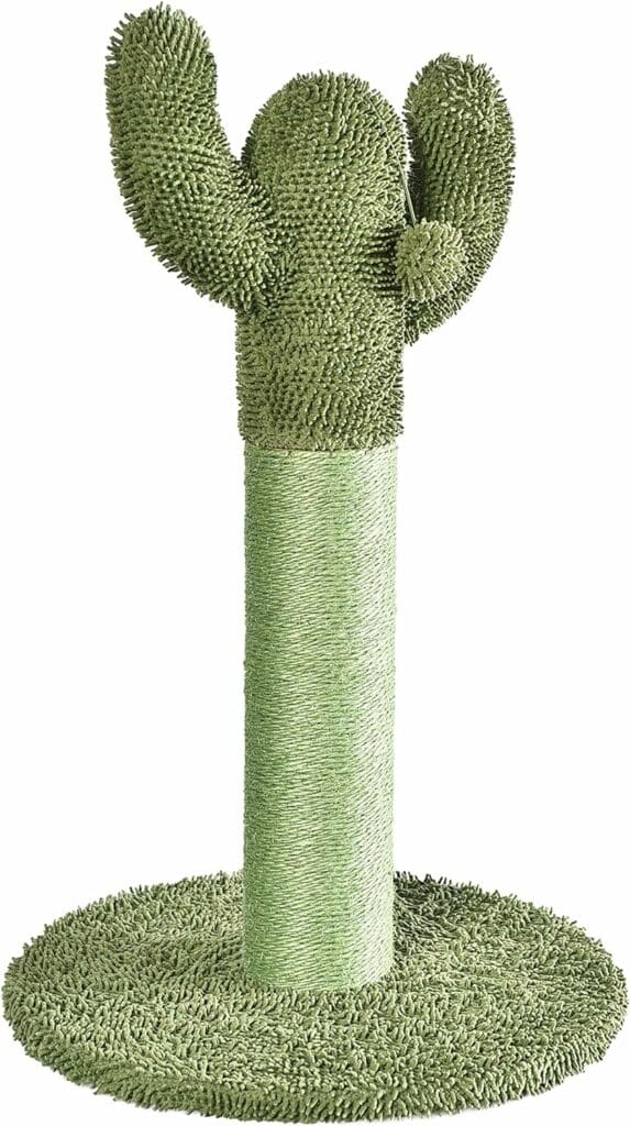 Amazon Basics Cactus Cat Scratching Post with Dangling Ball, 25.6 Inches, Green