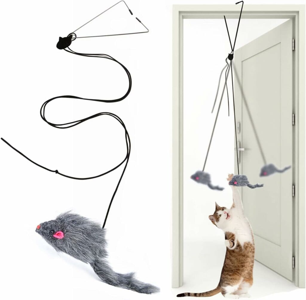 Kalimdor Interactive Cat Feather Toys,Retractable Cat Teaser Toy ，Hanging Interactive cat Toys for Indoor Cats Kitten Play Chase Exercise, Kitten Mental Exercise Kitten Toys (1 Pack)